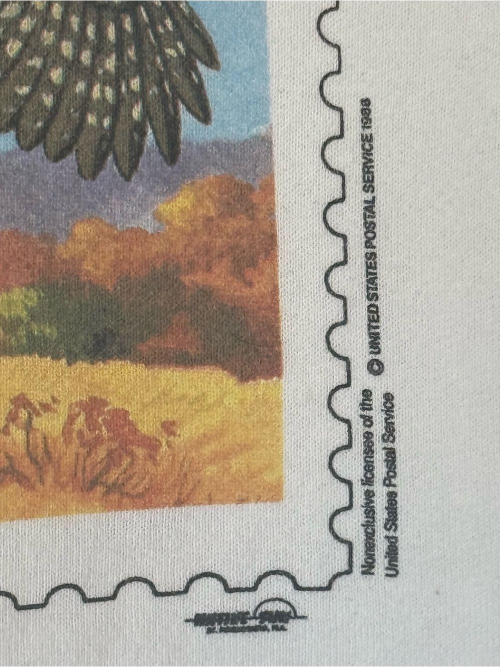 Vintage 80s Fruit of the Loom US Postal Graphic 1988 White Pheasant Stamp Crew - Picture 5 of 10